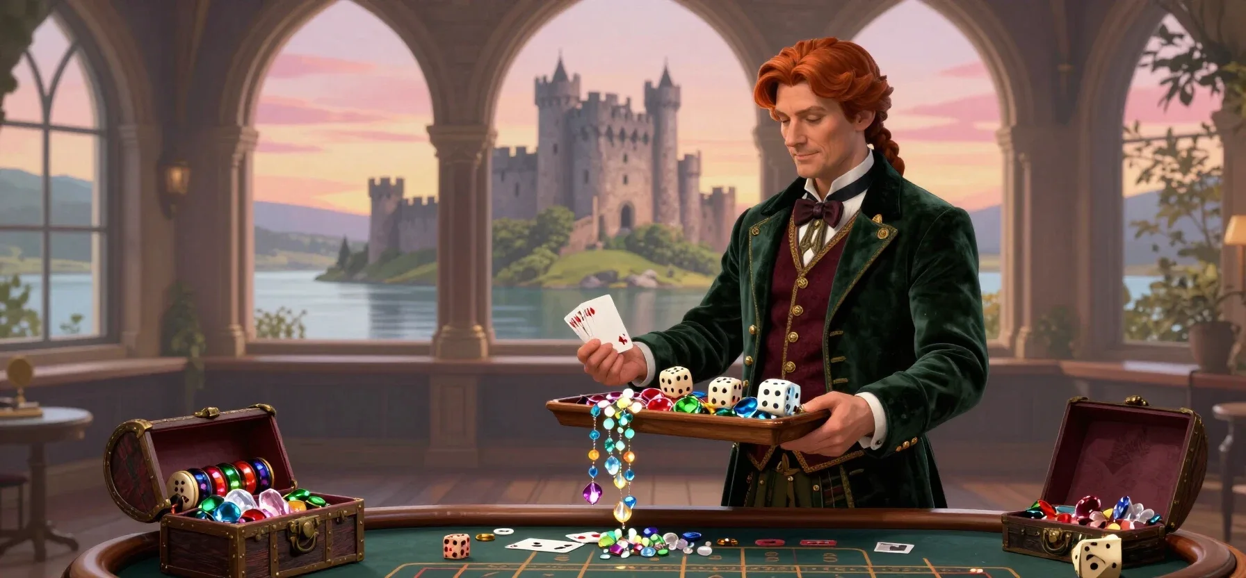 Hustle Casino game categories with reels, cards, dice and jackpot crystals