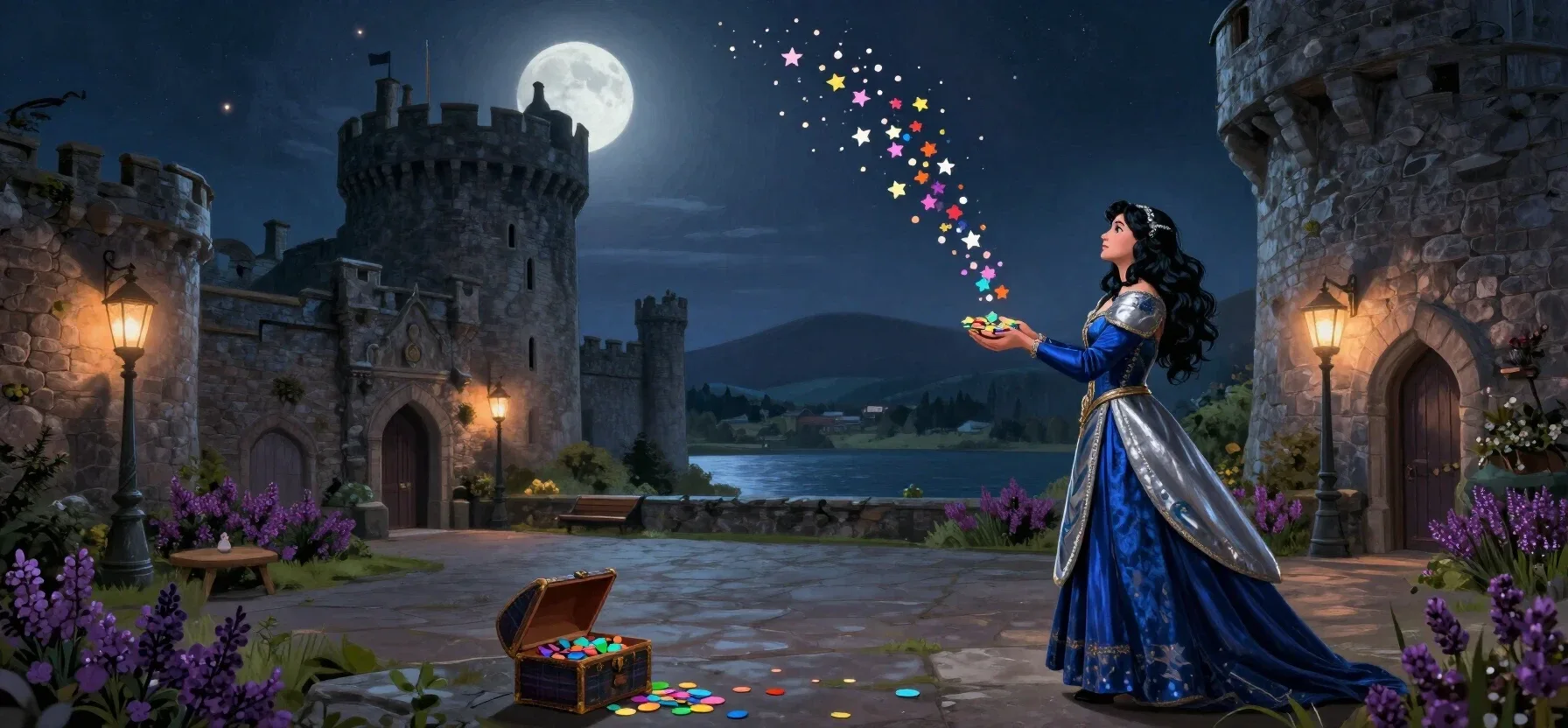 Hustle Casino treasure chest with glowing tokens for free spins